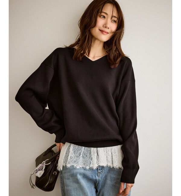 Rope&rsquo;Picnic「マシュマロニットVネックプルオーバー/イージーケア・リンクコーデ」|ニット・セーター|