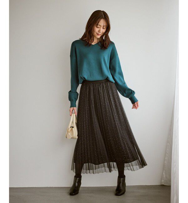 Rope&rsquo;Picnic「マシュマロニットVネックプルオーバー/イージーケア・リンクコーデ」|ニット・セーター|