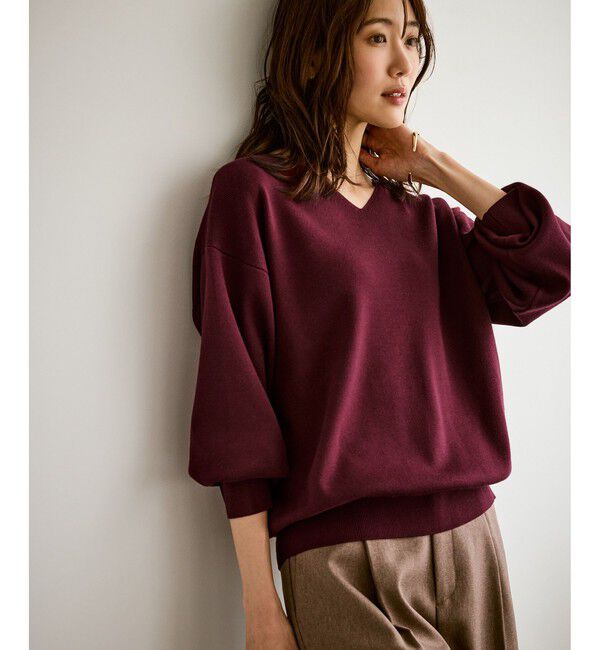 Rope&rsquo;Picnic「マシュマロニットVネックプルオーバー/イージーケア・リンクコーデ」|ニット・セーター|