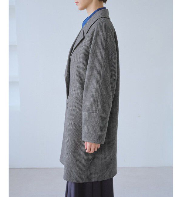 Rope&rsquo;Picnic「ジャージメルトン無地＆チェックオーバーPコート/一部WEB限定カラー・リンクコーデ」|ピーコート|