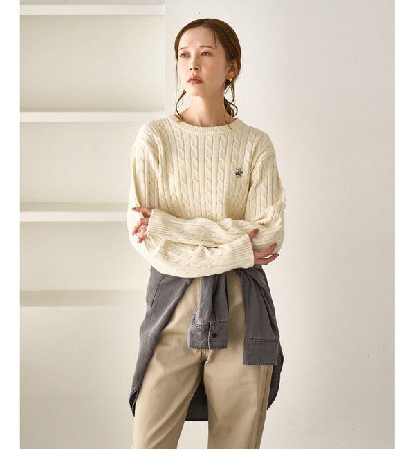 Rope&rsquo;Picnic「【BEVERLYHILLS POLO CLUB・WEB限定】ケーブル編みクロップドニットプルオーバー」|ニット・セーター|