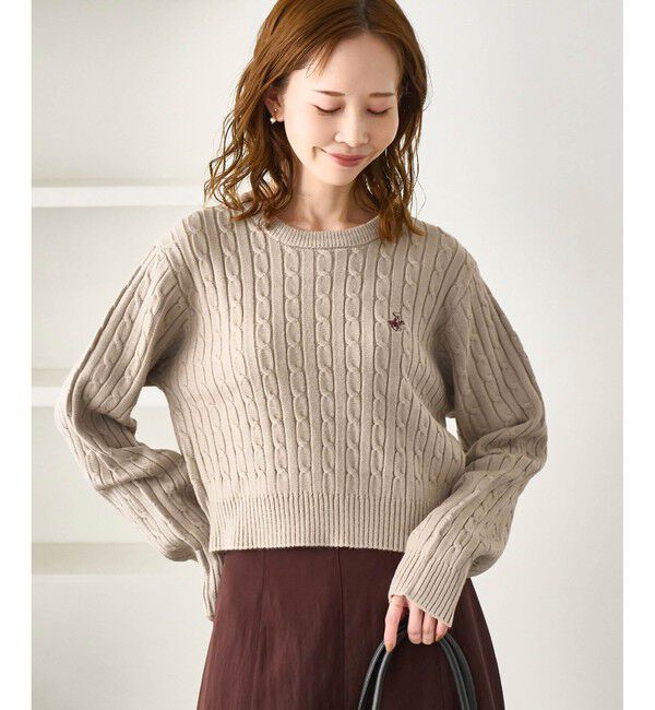 Rope&rsquo;Picnic「【BEVERLYHILLS POLO CLUB・WEB限定】ケーブル編みクロップドニットプルオーバー」|ニット・セーター|
