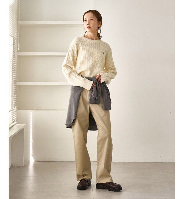 Rope&rsquo;Picnic「【BEVERLYHILLS POLO CLUB・WEB限定】ケーブル編みクロップドニットプルオーバー」|ニット・セーター|