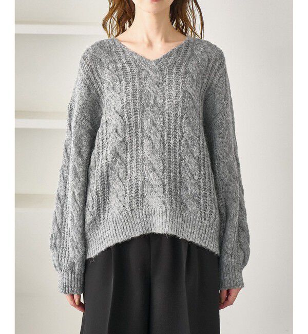 Rope&rsquo;Picnic「ゆるケーブル編みVネックニット」|ニット・セーター|