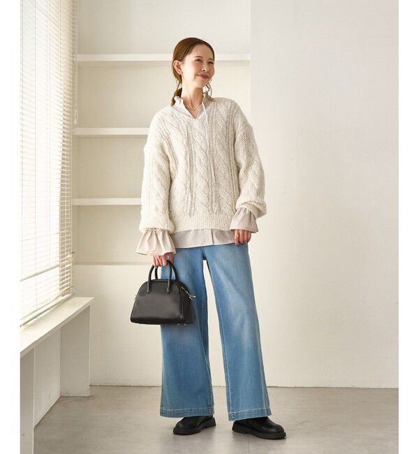 Rope&rsquo;Picnic「ゆるケーブル編みVネックニット」|ニット・セーター|