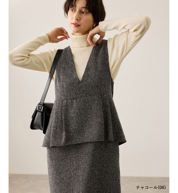 Rope&rsquo;Picnic「【新色追加】レイヤード風ペプラムジャンパースカート」|ワンピース|