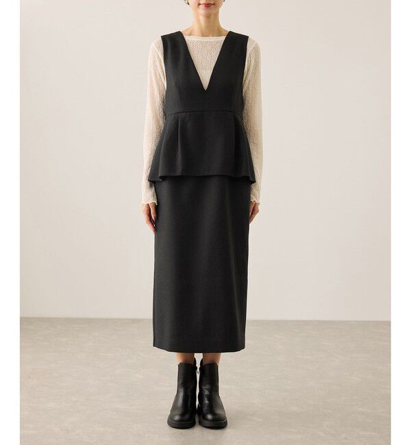 Rope&rsquo;Picnic「【新色追加】レイヤード風ペプラムジャンパースカート」|ワンピース|