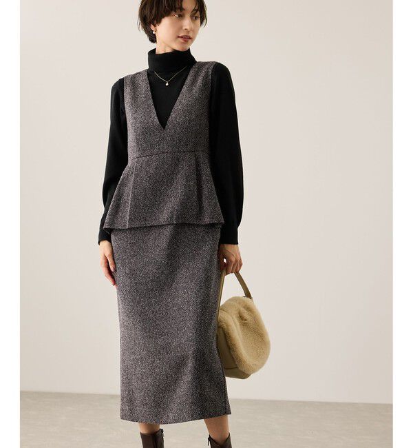 Rope&rsquo;Picnic「【新色追加】レイヤード風ペプラムジャンパースカート」|ワンピース|ブラウン(20)