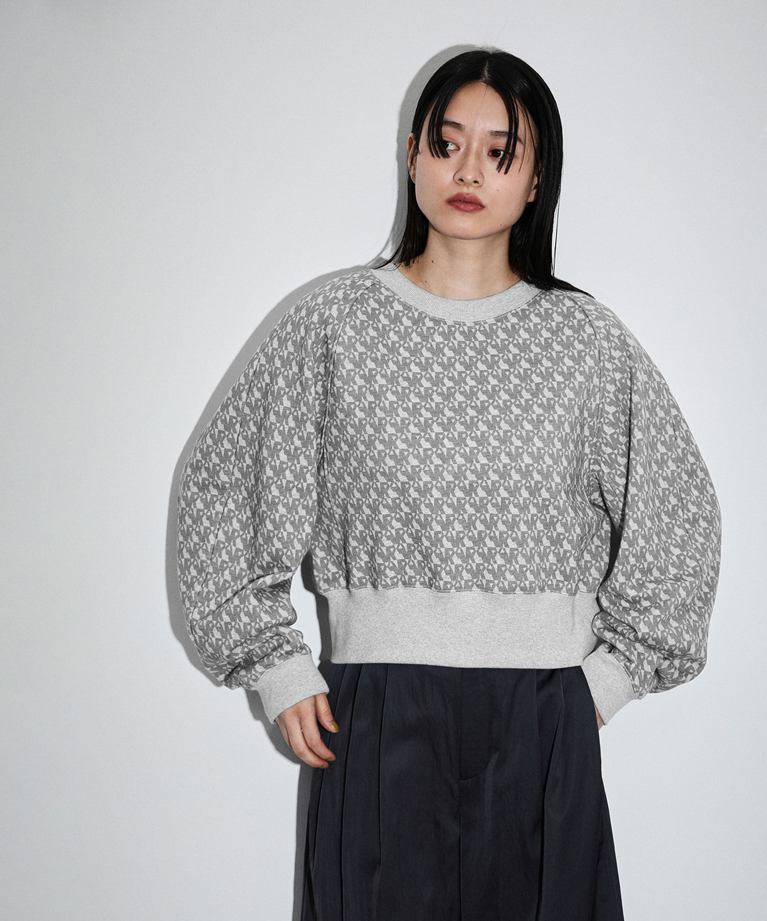 ADAM ET ROPE'「【サステナブル】クロップドスウェット」|スウェット・ジャージ|ライトグレー(08)