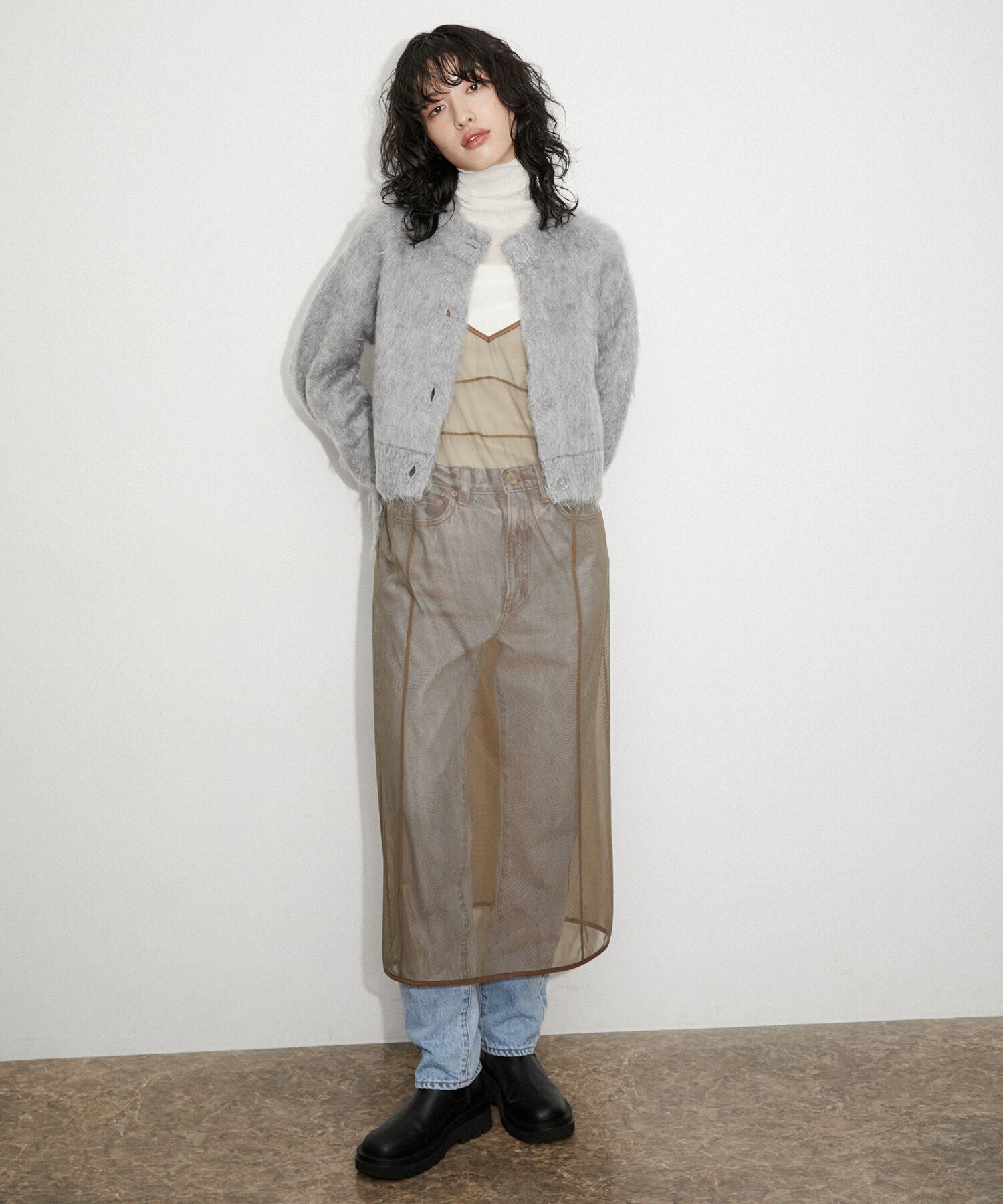 ADAM ET ROPE'「シアーキャミワンピース」|ワンピース|