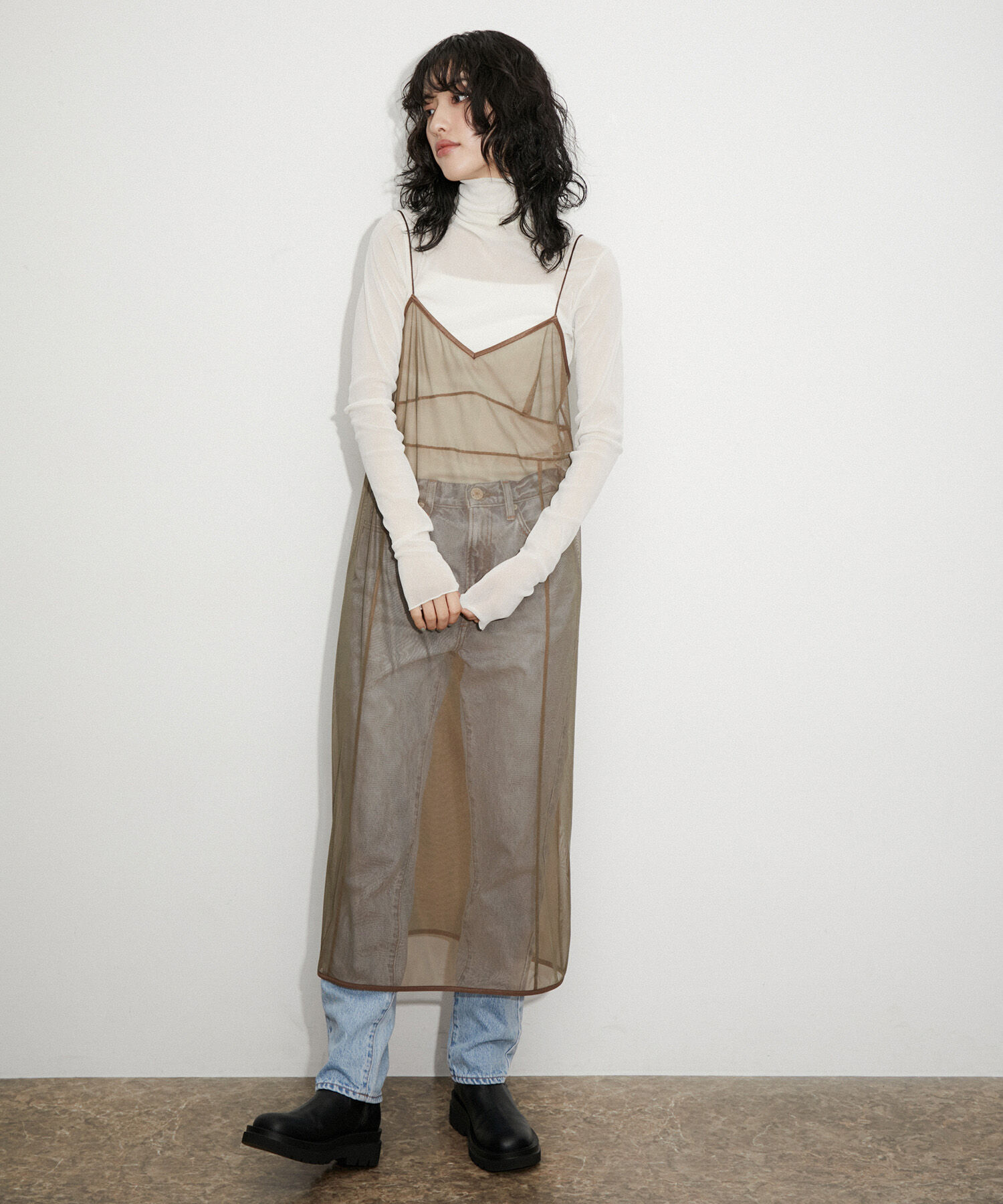 ADAM ET ROPE'「シアーキャミワンピース」|ワンピース|