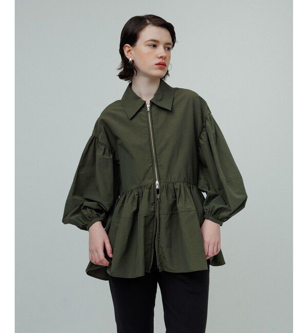 ADAM ET ROPE'「【サステナブル】ペプラムブラウス」|シャツ・ブラウス|カーキ