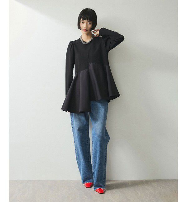 ADAM ET ROPE'「【WEB限定】・【オケージョン】フリルペプラムロングスリーブカットソー」|Tシャツ・カットソー|