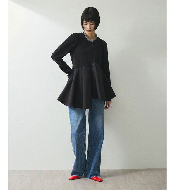 ADAM ET ROPE'「【WEB限定】・【オケージョン】フリルペプラムロングスリーブカットソー」|Tシャツ・カットソー|