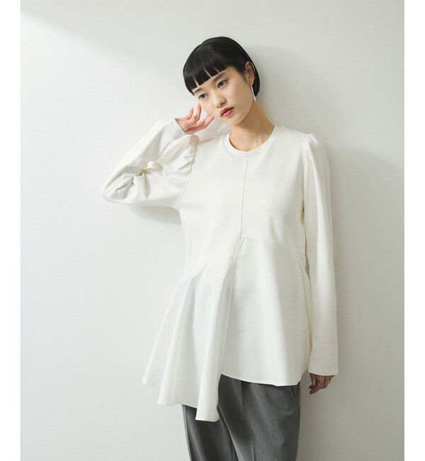 ADAM ET ROPE'「【WEB限定】・【オケージョン】フリルペプラムロングスリーブカットソー」|Tシャツ・カットソー|