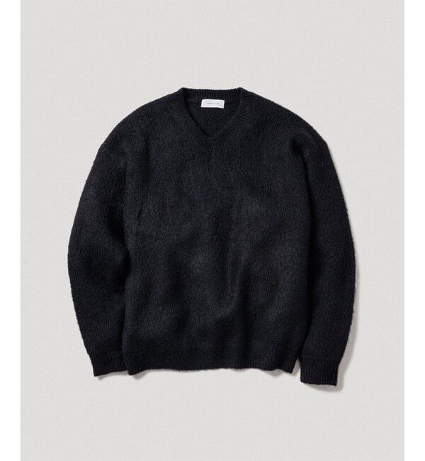 ADAM ET ROPE'「モヘアミックス オーバーサイズ Vネックニット」|ニット・セーター|ブラック(01)