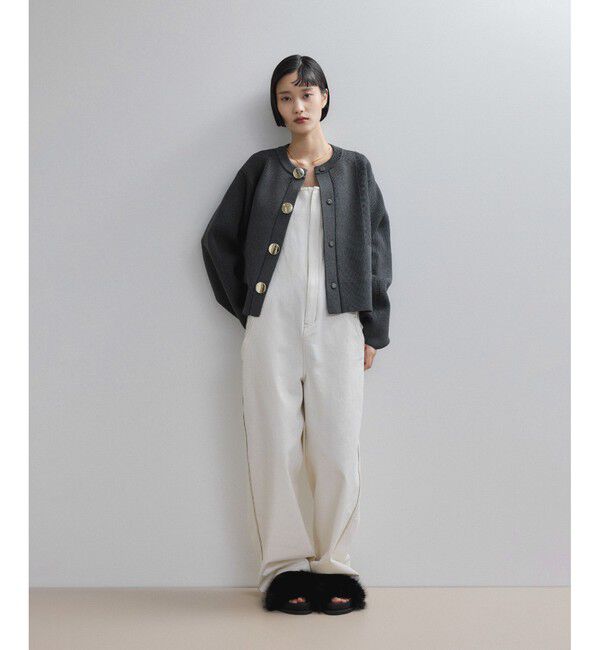 ADAM ET ROPE'「【WEB限定】・【サステナブル】セレクトネックウェーブボタンカーディガン」|カーディガン|