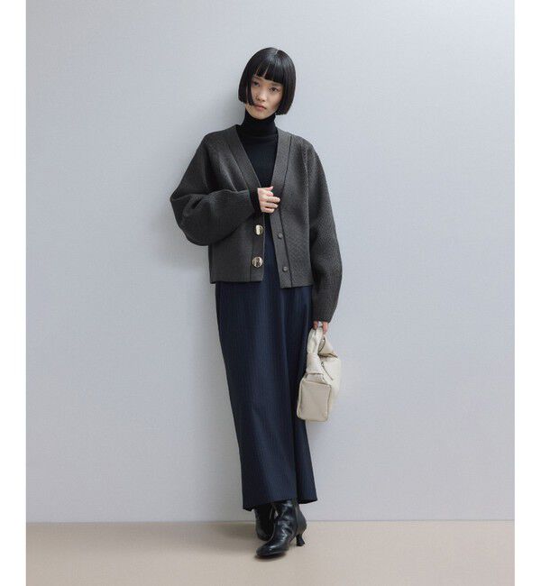 ADAM ET ROPE'「【WEB限定】・【サステナブル】セレクトネックウェーブボタンカーディガン」|カーディガン|