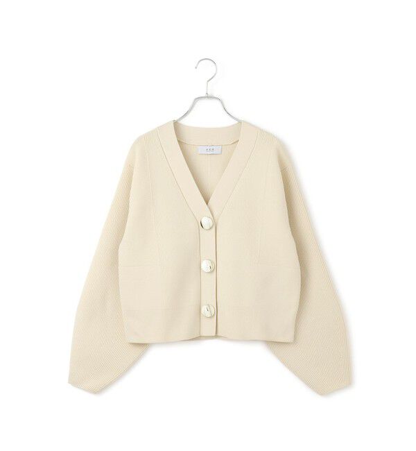 ADAM ET ROPE'「【WEB限定】・【サステナブル】セレクトネックウェーブボタンカーディガン」|カーディガン|