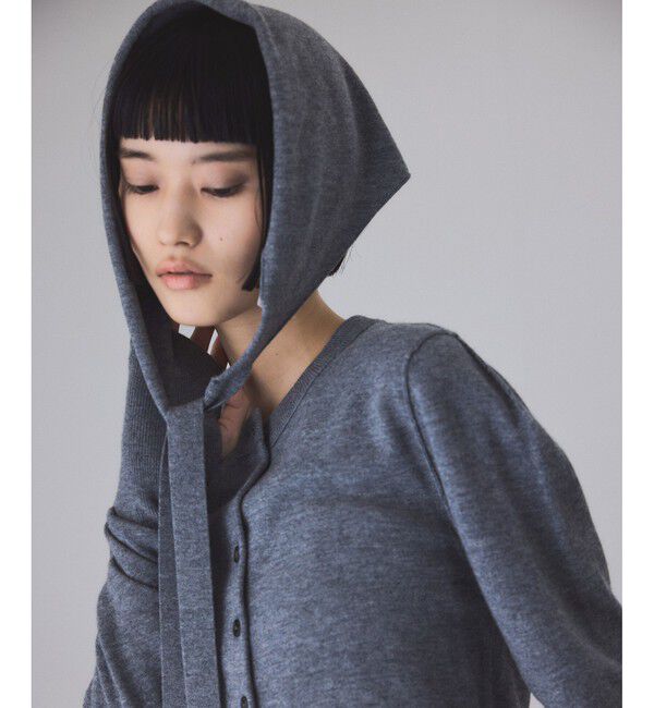 ADAM ET ROPE'「梳毛クルーネックカーディガンストールセット」|カーディガン|