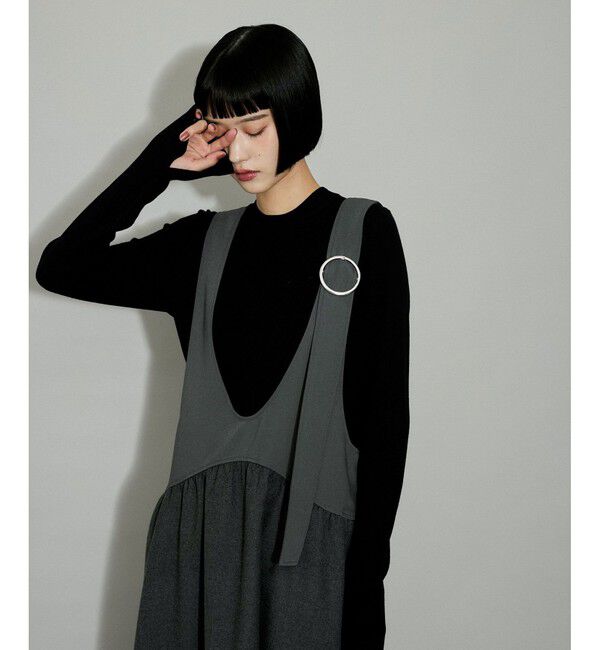 ADAM ET ROPE'「【WEB限定】ディープネックAラインワンピース」|ワンピース|