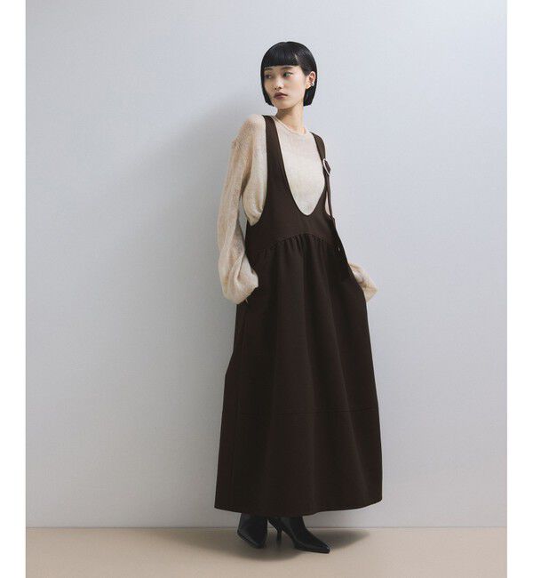 ADAM ET ROPE'「【WEB限定】ディープネックAラインワンピース」|ワンピース|