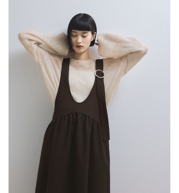 ADAM ET ROPE'「【WEB限定】ディープネックAラインワンピース」|ワンピース|