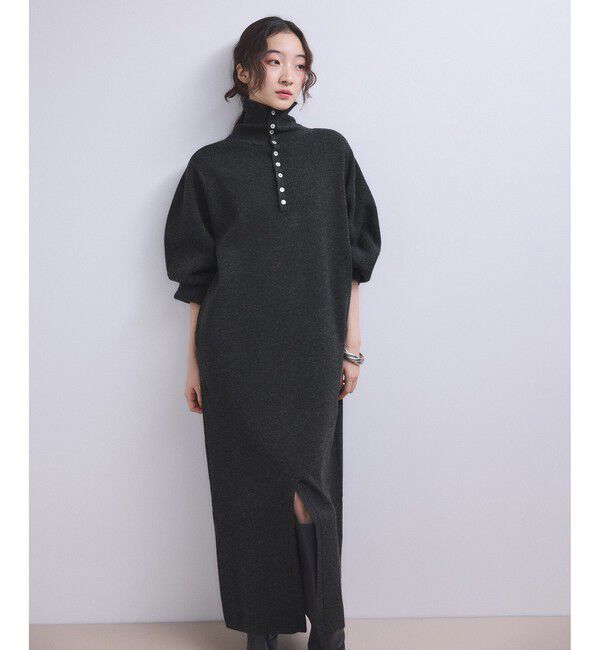 ADAM ET ROPE'「【WEB限定】2WAYニットポロワンピース」|ワンピース|チャコール(06)
