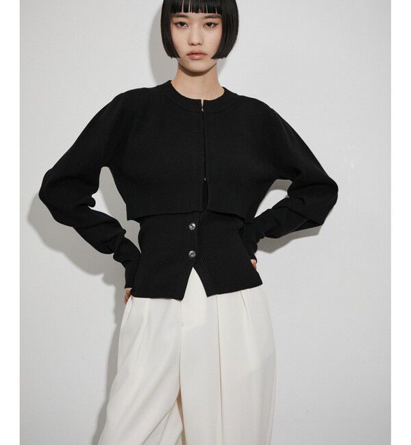 ADAM ET ROPE'「【WEB限定】キャミソールセットクロップドカーディガン」|カーディガン|