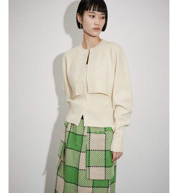 ADAM ET ROPE'「【WEB限定】キャミソールセットクロップドカーディガン」|カーディガン|