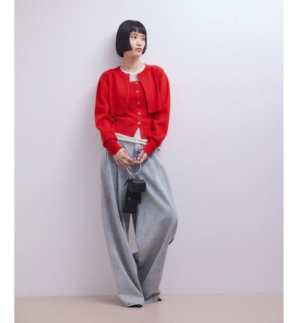 ADAM ET ROPE'「【WEB限定】キャミソールセットクロップドカーディガン」|カーディガン|