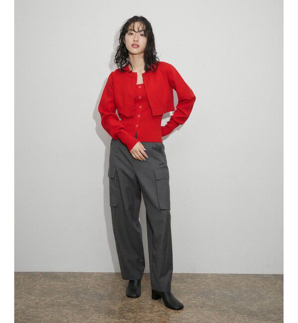 ADAM ET ROPE'「【WEB限定】キャミソールセットクロップドカーディガン」|カーディガン|