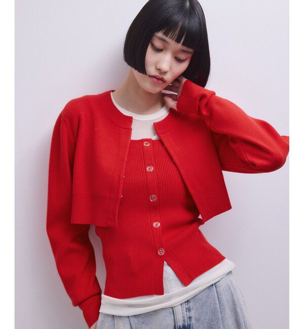 ADAM ET ROPE'「【WEB限定】キャミソールセットクロップドカーディガン」|カーディガン|