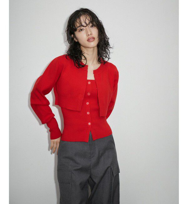 ADAM ET ROPE'「【WEB限定】キャミソールセットクロップドカーディガン」|カーディガン|