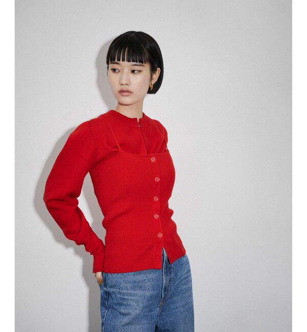 ADAM ET ROPE'「【WEB限定】キャミソールセットクロップドカーディガン」|カーディガン|