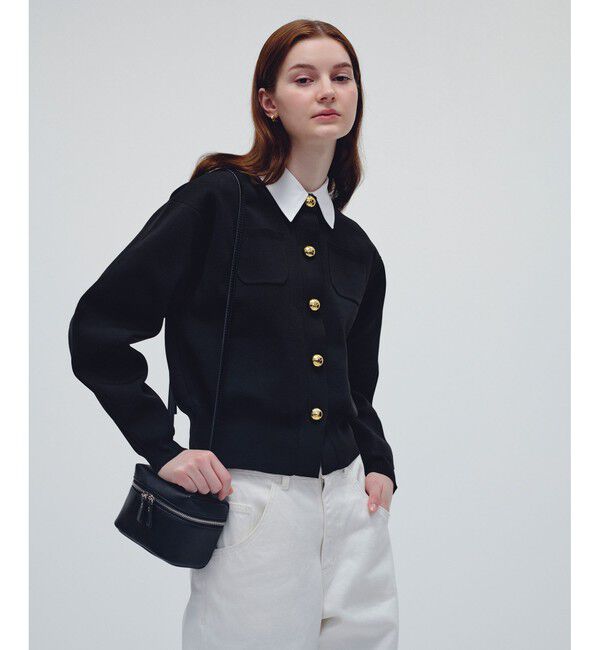 ADAM ET ROPE'「【WEB限定】・【サステナブル】カラー付きカーディガン」|カーディガン|