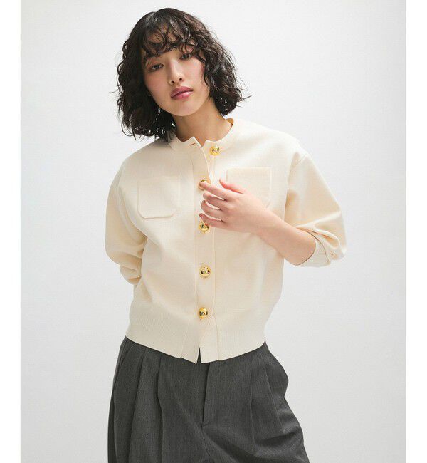 ADAM ET ROPE'「【WEB限定】・【サステナブル】カラー付きカーディガン」|カーディガン|