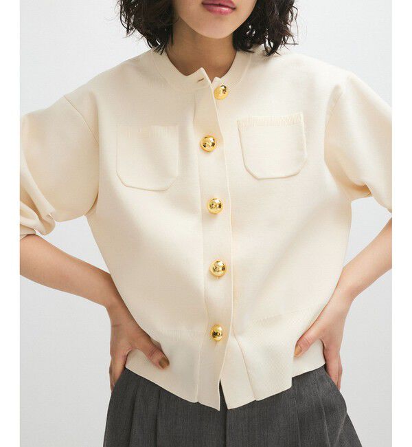 ADAM ET ROPE'「【WEB限定】・【サステナブル】カラー付きカーディガン」|カーディガン|