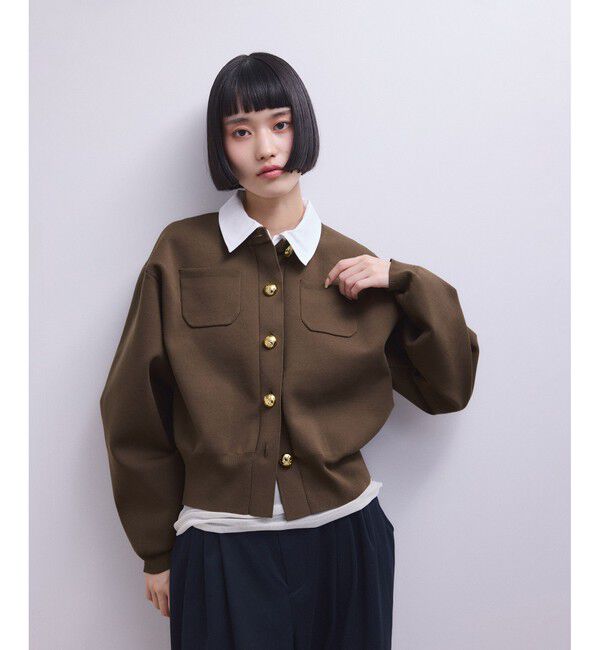 ADAM ET ROPE'「【WEB限定】・【サステナブル】カラー付きカーディガン」|カーディガン|