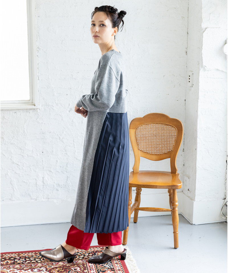  「2WAYバックプリーツニットカーディガン」|ワンピース|