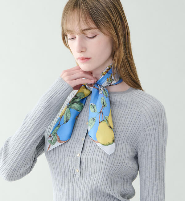  「manipuri | シルクスカーフ アンティークレシピ 65&times;65 WOMEN」|バンダナ・スカーフ|BLUE