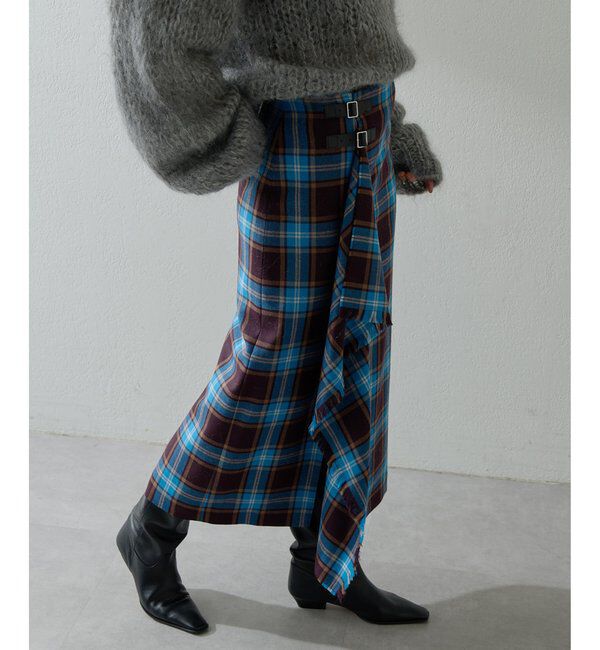  「チェックフリンジスカート」|スカート|