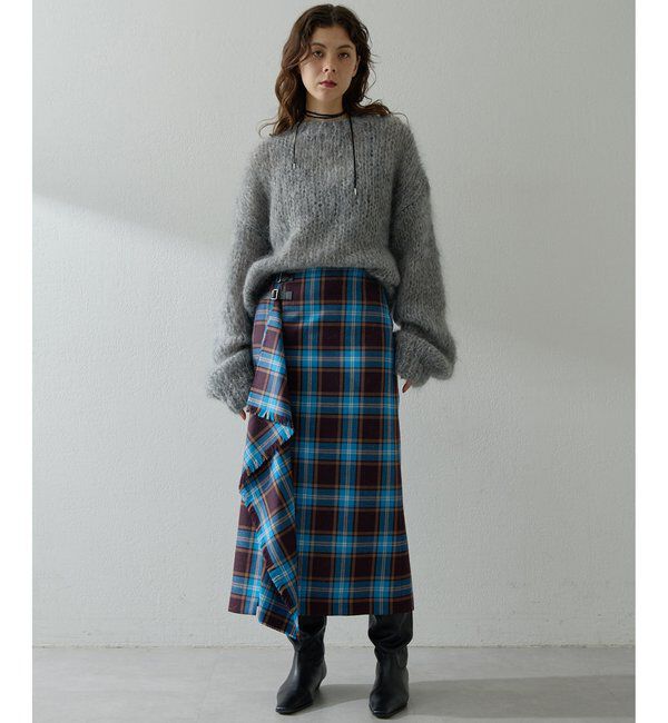  「チェックフリンジスカート」|スカート|