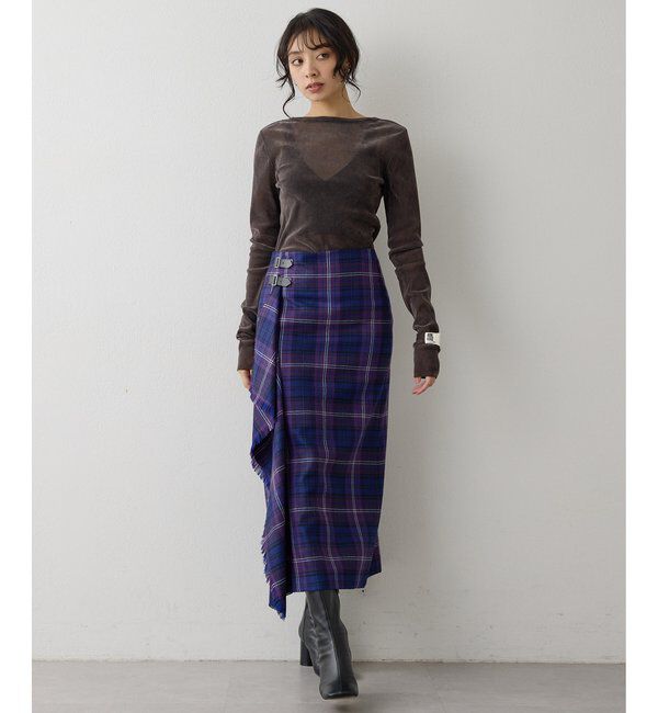  「チェックフリンジスカート」|スカート|