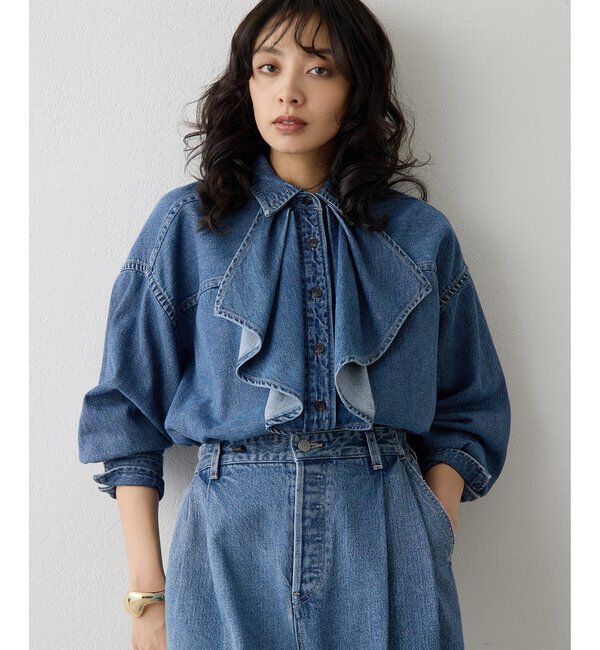  「フリルデニムブラウス」|シャツ・ブラウス|