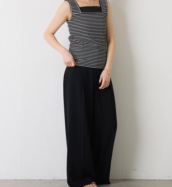  「 シアー切り替えスクエアタンクトップ」|Tシャツ・カットソー|