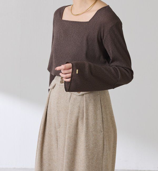  「シアーラメリブスクエアカットソー」|Tシャツ・カットソー|