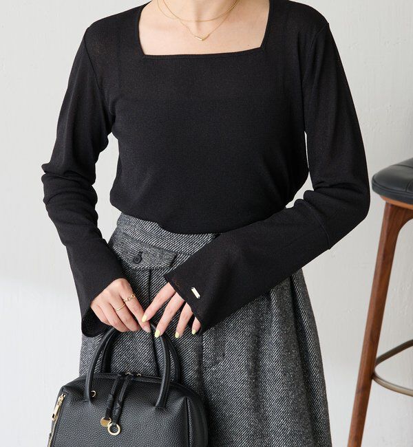  「シアーラメリブスクエアカットソー」|Tシャツ・カットソー|