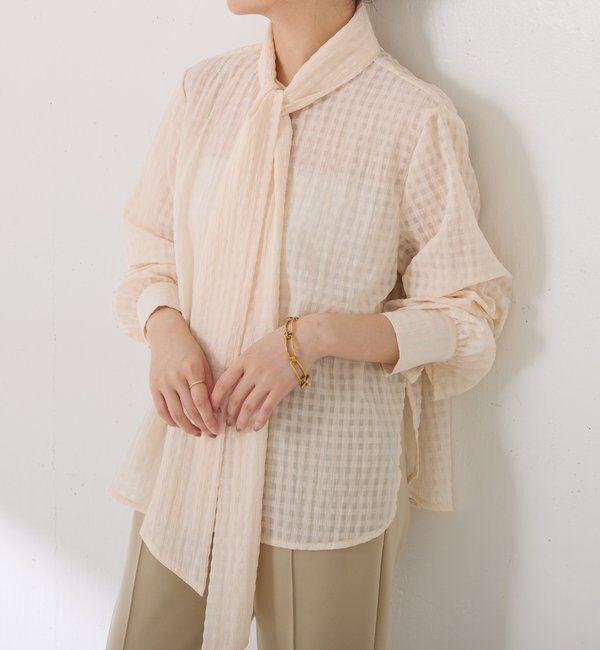  「ボウタイチェックブラウス」|シャツ・ブラウス|