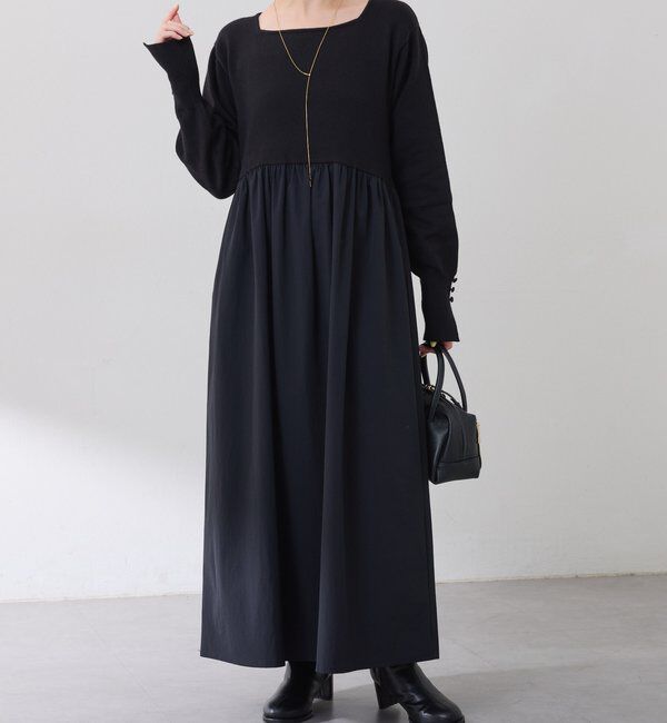  「ニットドッキングフレアワンピース」|ワンピース|
